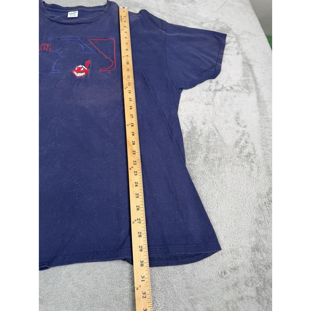 Vintage 90s Cleveland Indians MLB T Shirt Men's Size 2XL Blue - Picture 10 of 11
